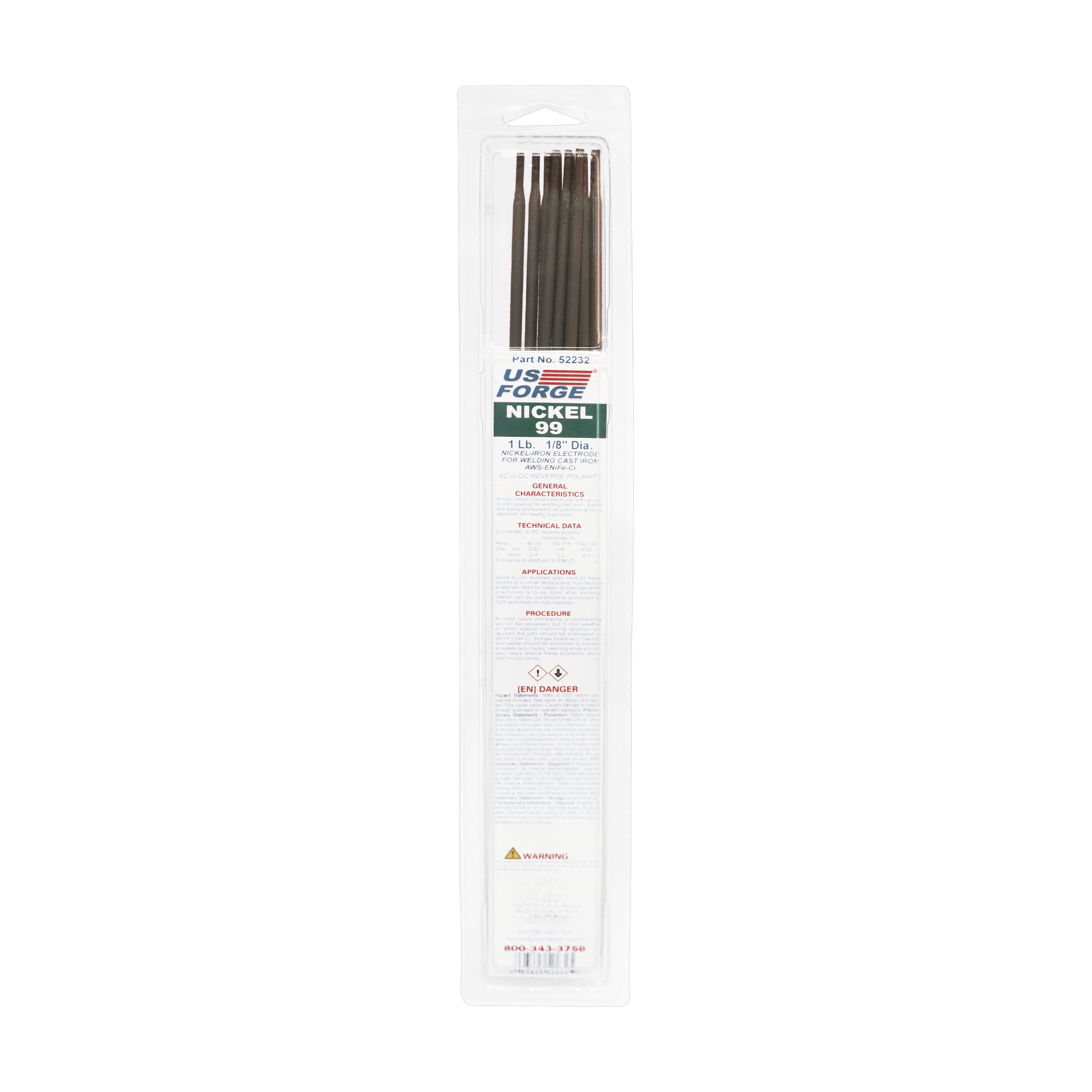 US Forge® 1/8" NI99 Welding Electrode - 1 lbs, Model# 52232
